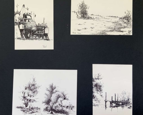 Voorschetsen 3, pen op papier, 35x35 cm, € 100,-