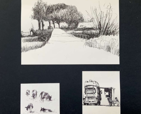 Voorschetsen 5, pen op papier, 35x35 cm, € 100,-