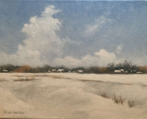 Winter, olie op doek, 24x30 cm, €540