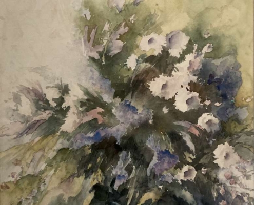 Boeket in glazen pot, aquarel, 94x70 cm, verkocht